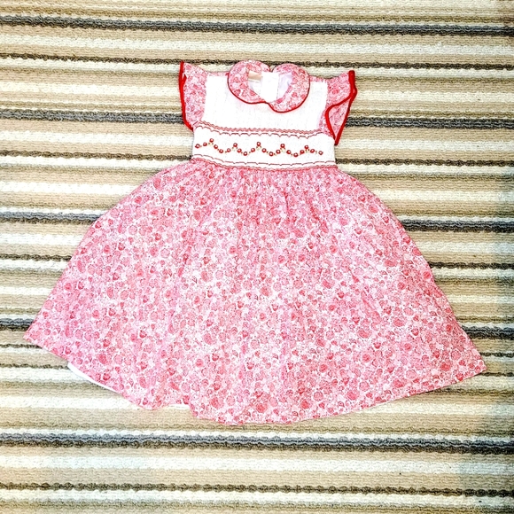 Vintage BORDINO All Over Floral Embroidered Rose Detail Frilly Ruffle Dress 6T - Picture 1 of 15